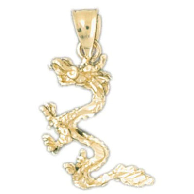 3D Dragon Charm Pendant 14k Gold