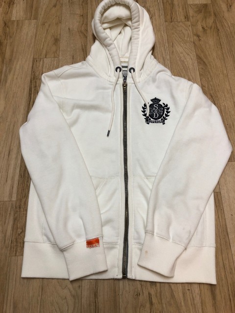 superdry white zip hoodie