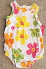 New Baby Girl Clothes Vintage Carter's 6 Month Floral Terry Cloth Romper Outfit