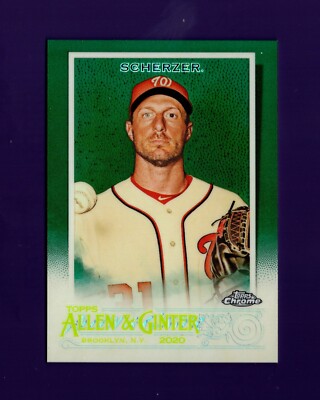 2020 Topps Allen & Ginter Chrome Green Refractor 97/99 #100 Max Scherzer