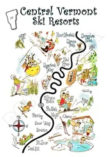 Central Vermont Ski Areas 1961 Pictorial Map - Vintage-Style Advertising Poster