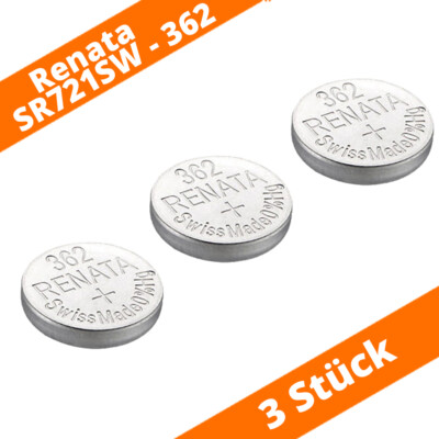 3 x Renata 362 SR721SW SR58 AG11 LR721 V362 Uhrenbatterie Knopfzelle Swiss