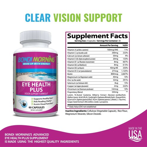Vitamins For Eye Health - Vision Support Supplement, 60 Vegan Caps (3-Pack) - 第 2/8 張圖片