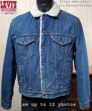 LEVI'S Vintage Relaxed Fit 4 Pocket Denim Sherpa Truckers Jacket Mens Sz 44R / L
