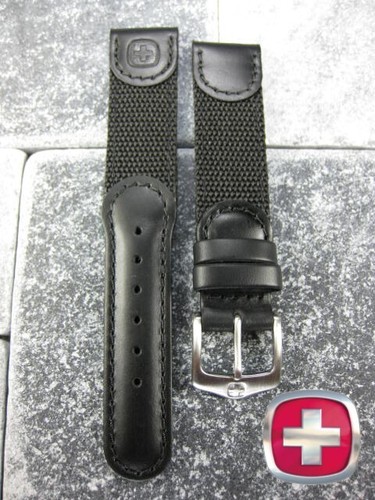 New Swiss Army Black Leather Strap double Layer Nylon Band 22mm 21mm 20mm - Picture 6 of 7