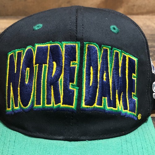 Vintage Notre Dame Hat Snapback Cap Mens NCAA Football Bubble Letters Twins READ - Picture 3 of 14