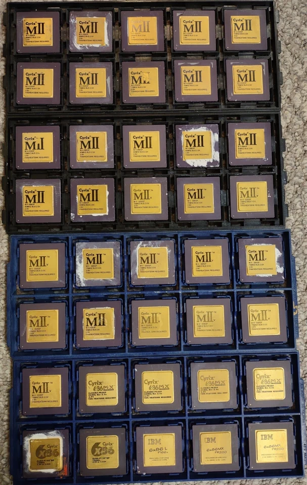 Vintage Rara Collezione CPU Cyrix M II-200/233/300/333GP/Recupero Oro/Venditore USA - Immagine 2 di 2