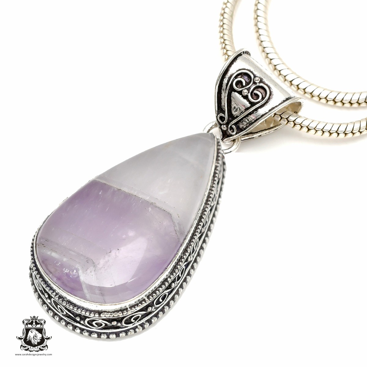 CHEVRON Amethyst Pendant 4mm Snake Chain V21 | eBay