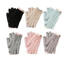 Women Wool Crochet Warm Thick Gloves Cycling Driving Knitted Touch Screen Glove