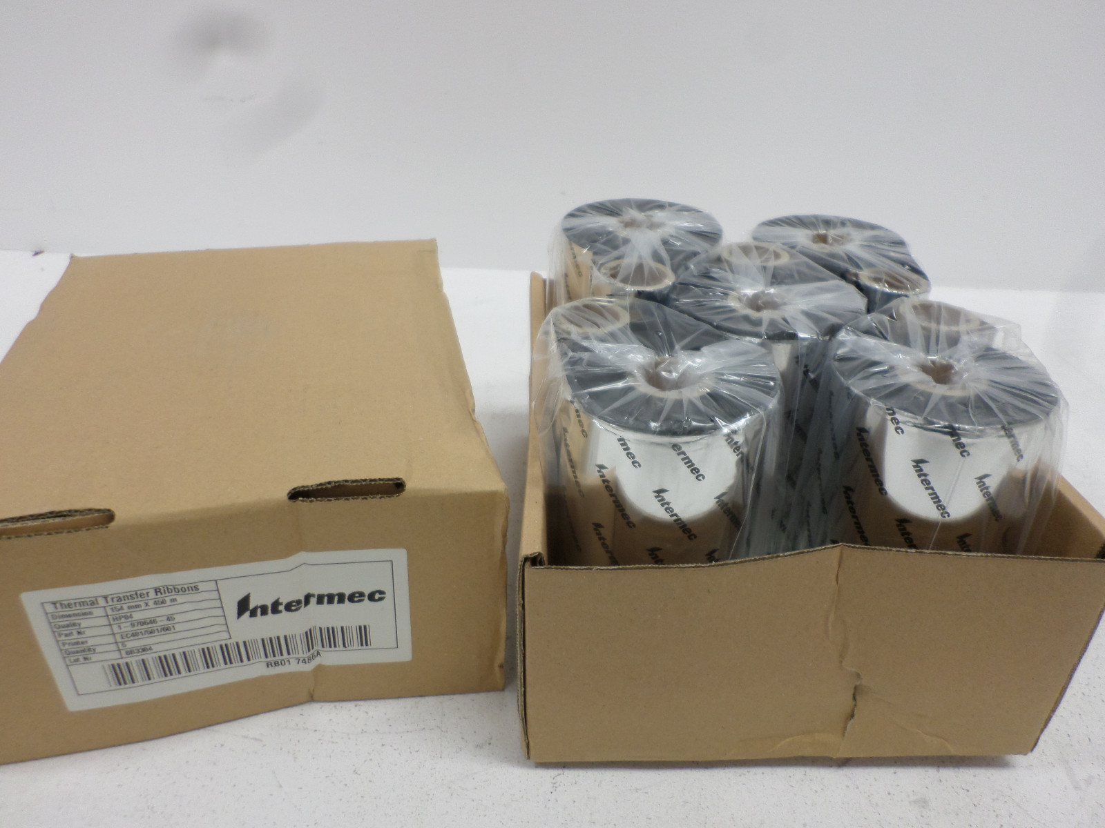 Box of 5 GENUINE Intermec Thermal Transfer Ribbons 1-970646-45 for ...