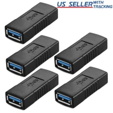 5pcs USB 3.0 Type A Female to Female Extension Connector Adapter F/F, Black