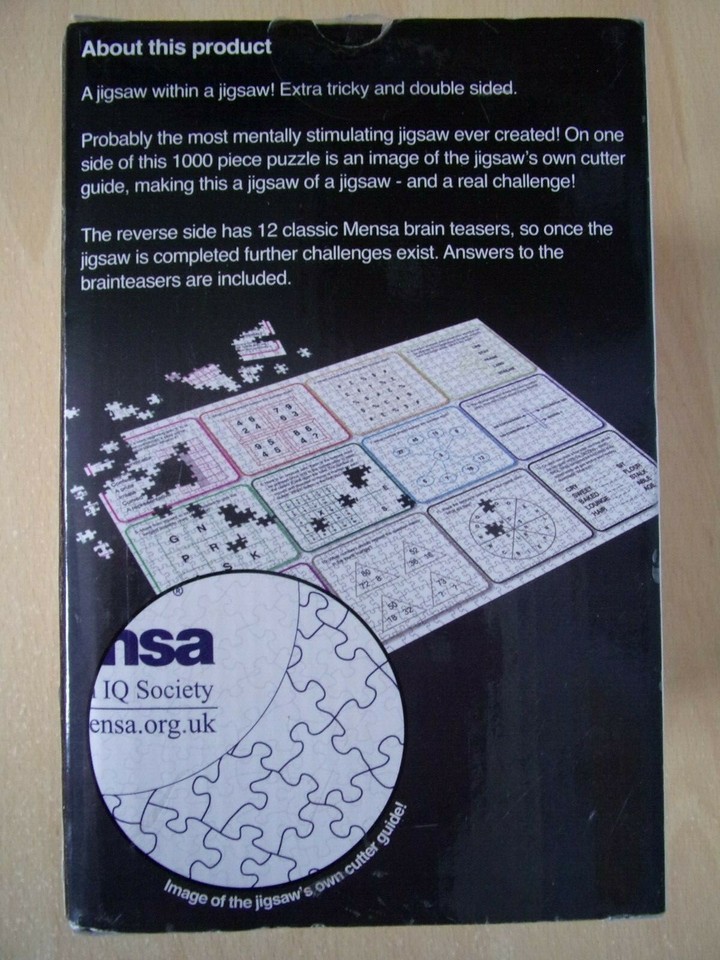 Jigsaw Puzzle Mensa 1000 Piece Jigsaw Jigsaw Puzzle Extra Tricky
