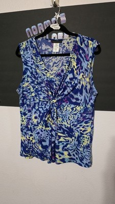 Attention Women's Blouse Sleeveless Size XL Blue Multicolor