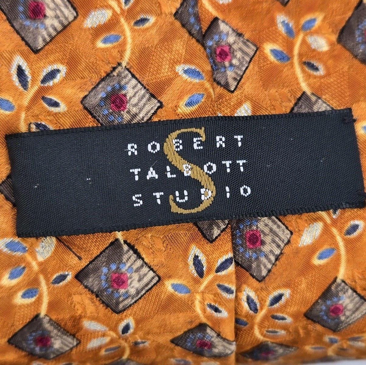 Robert Talbott Studio Silk Tie Orange Diamonds Fl… - image 3