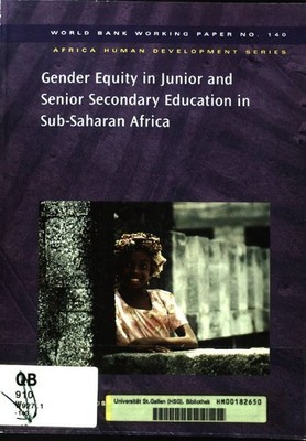 Gender Equity in Junior and Senior Secondary Education in Sub-Saharan Africa; Wo