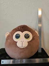 Brown Monkey Face Plush with Gold-Rimmed Eyes
