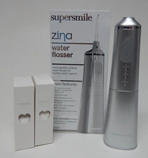 Supersmile Zina Gray Water Flosser Waterproof 5 Modes + USB Cable & 2 Nozzles