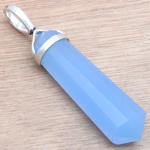Blue Chalcedony Gemstone Handmade Women's Unisex Silver Jewelry Pendant 1.5 - Picture 2 of 12