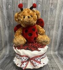 Ladybug Bear Baby Diaper Cake Shower Gift Centerpiece Newborn Present