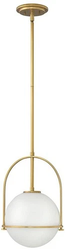 Hinkley Somerset 11 1/2" Heritage Brass White Orb Globe Mini Pendant - Picture 2 of 10