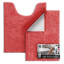 Hearth Harbor Bathroom Rugs Chenille Bath Mat Non-Slip Rubber Backing Quick Dr