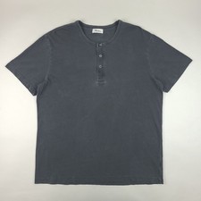 Rowan Shirt Mens XL Gray Midland Short Sleeve Henley Made in USA Cotton