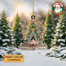 Personalized Ferris Wheel Xmas 2D Flat Ornament,Christmas Home Decor