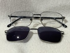 Vintage Linea Roma Eyeglasses with magnetic CLIP ON Sunglasses Made In Italy