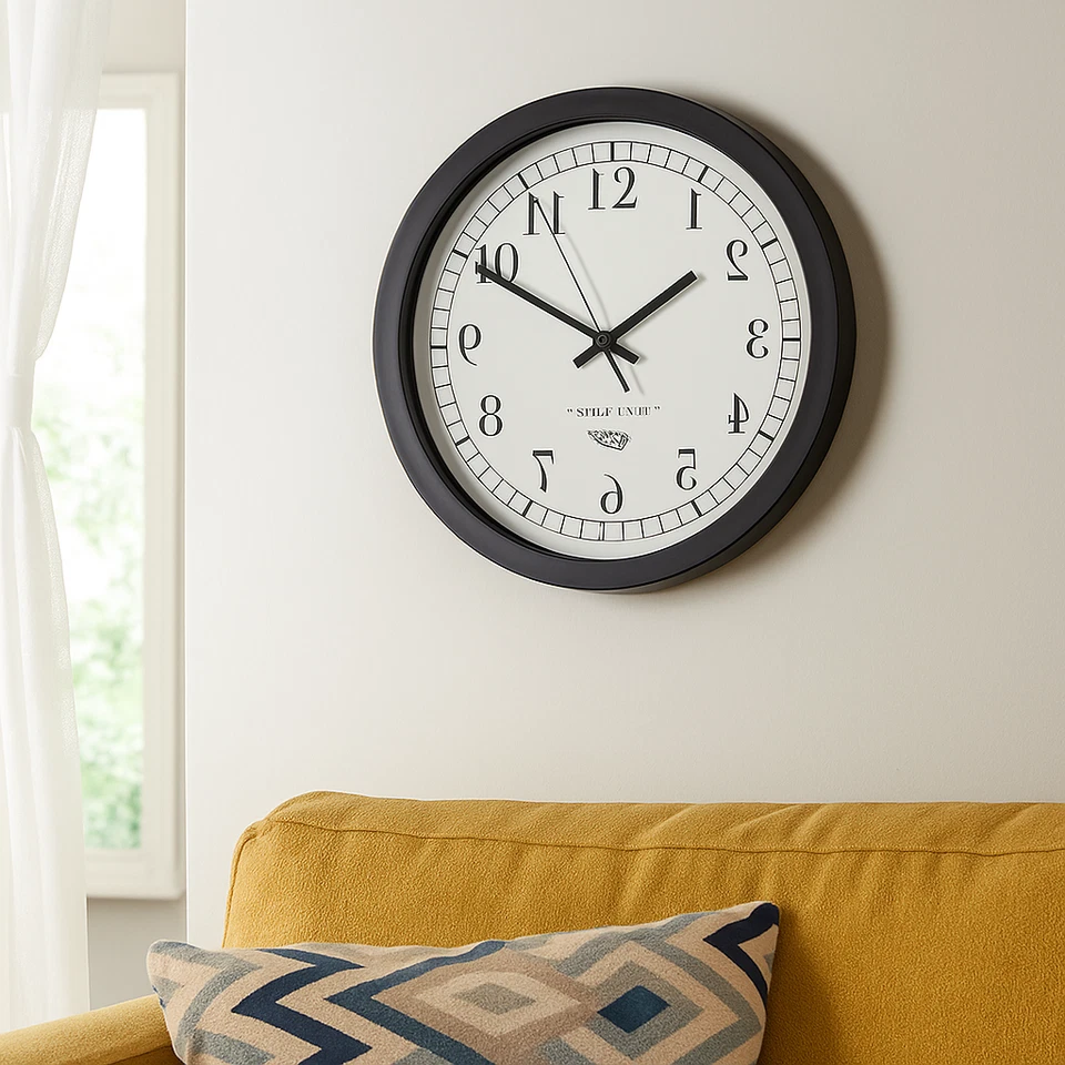 Backwards Anti Clockwise Reverse Back To Front Alice In Wonderland Wall Clock - Image 2 of 4