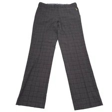 Perry Ellis Modern Fit Gray Plaid Resolution Dress Pants Mens Size 32 X 32