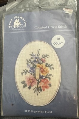 Vtg Fond Memories SP 55 Single Multi-Floral Counted Cross Stitch Switchplate Kit