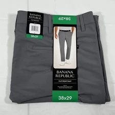 Banana Republic Performance Pant, Men's 38x29, Gray, Slim Fit, Zip Pockets, NEW
