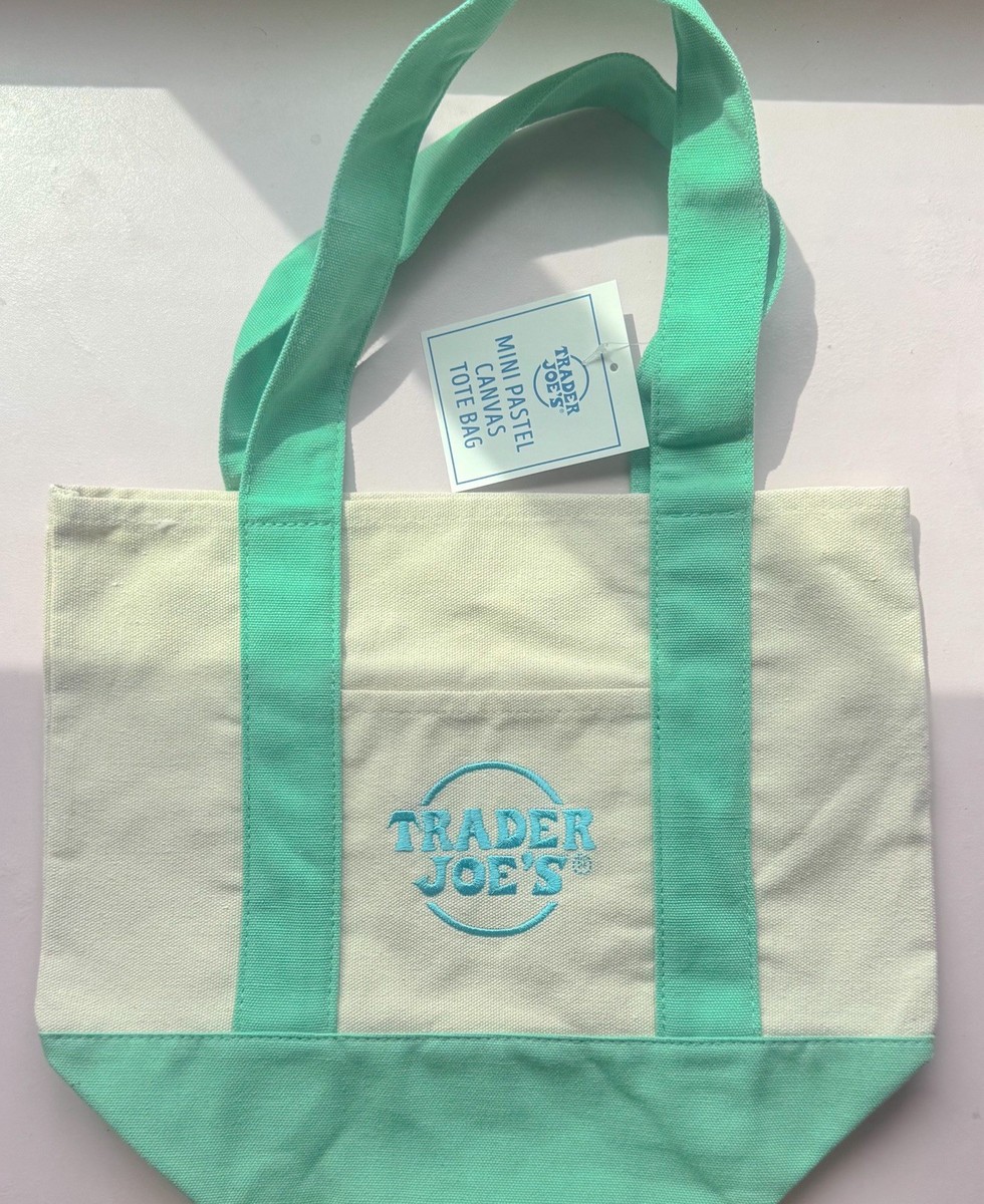 NWT Trader Joe's Mint Green Pastel Mini Canvas Tote Limited