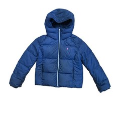 Polo Ralph Lauren Puffer Coat Girls Large 12-14 Winter Jacket Navy Blue Pony