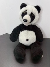 Vintage 20  Animal Fair Panda Bear Black White Teddy Plush Stuffed Eyelids