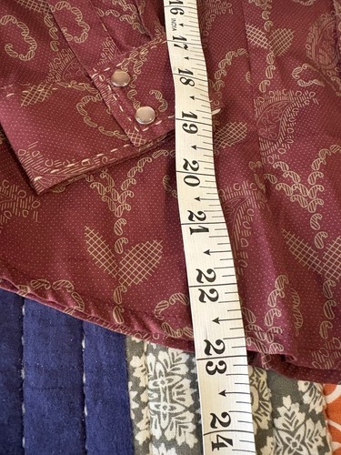 RU Cowgirl Shirt Girls Size 18/20 XXL Pearl Snap Maroon Western Shirt Rodeo - Picture 3 of 10