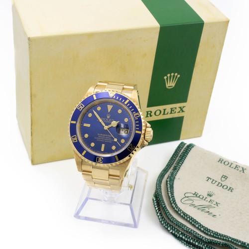 Men's Rolex OP 18k Gold Submariner "Bluesy" Ref.16618 w/Box #W155895-1
