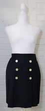 Vintage Valentino Women's Skirt Pleated Made In Italy Dark Blue Designer Wool