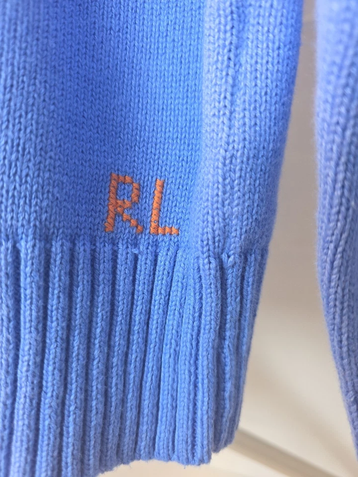 Polo Ralph Lauren Niños XL (18-20) Tejido con Cable Azul Perro Suéter Cuello Redondo NUEVO Foto 4 de 4
