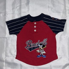 The Disney Store Y2K Vintage Mickey Mouse Baseball Shirt; Size 18 Months