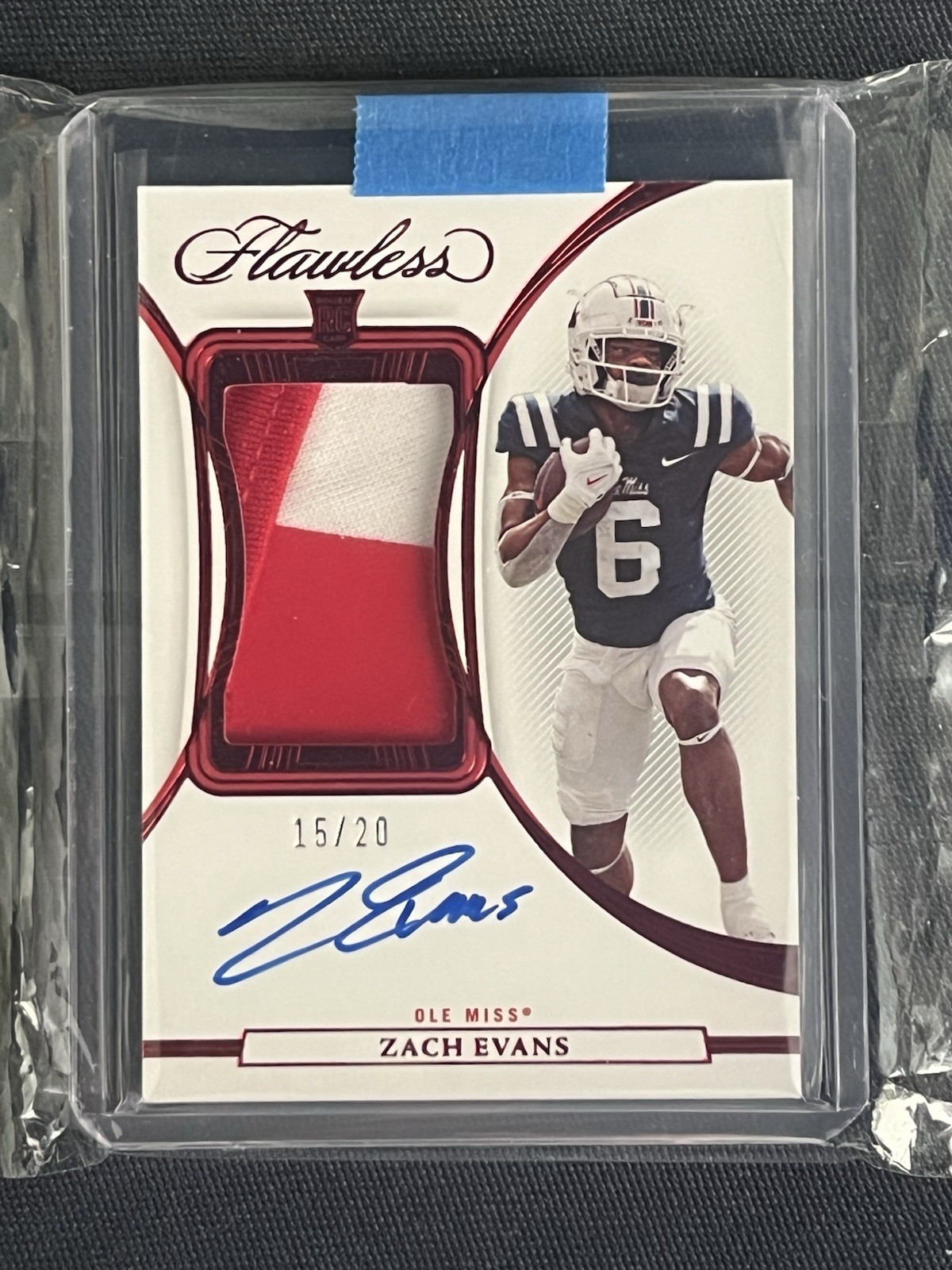 Zach Evans Panini Flawless Collegiate Patch Autographs #PAZE Ruby