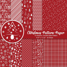 55 Sheets Merry Christmas Pattern Paper Set Decorative Paper for Card Making Scr