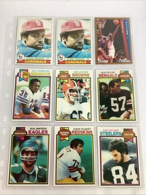 1970s 1980s Vintage Sportsball Cards Lot- 1 Page/9 Cards NBA NFL MLB