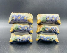 6-Pc Open Salt Cellar Dips Pansy Vienna Austria Footed Set of 6
