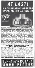 1939 Ad* Berry Combination Wood Planer + Finisher for Drill Press Berry Tool Co