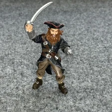 SAFARI LTD PIRATE LEGEND RED BEARD SWORD HOOK ACTION FIGURE 4” Rare Free 🚢