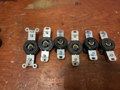 (6) Hubbell Hbl4710 Single Receptacle 15A 125V,  2p 3W, Twist Lock (SSM-237)