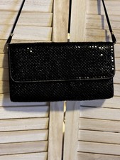 Whiting And Davis Black Sequin Evening Shoulder Bag