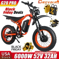 6000W Dual Motor 20 inch Electric Bicycle 52V 32AH Adults E-Mountain bike 60KM/H