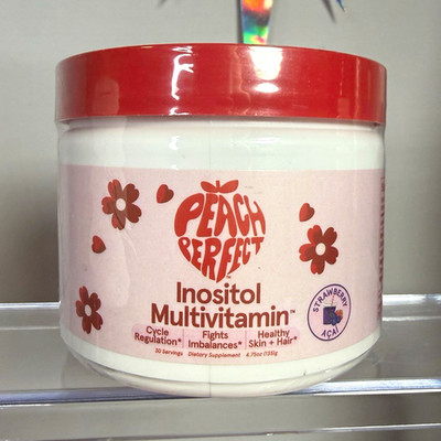 Peach Perfect Inositol Multivitamin Powder Strawberry Acai 30 Servings 4.75 oz